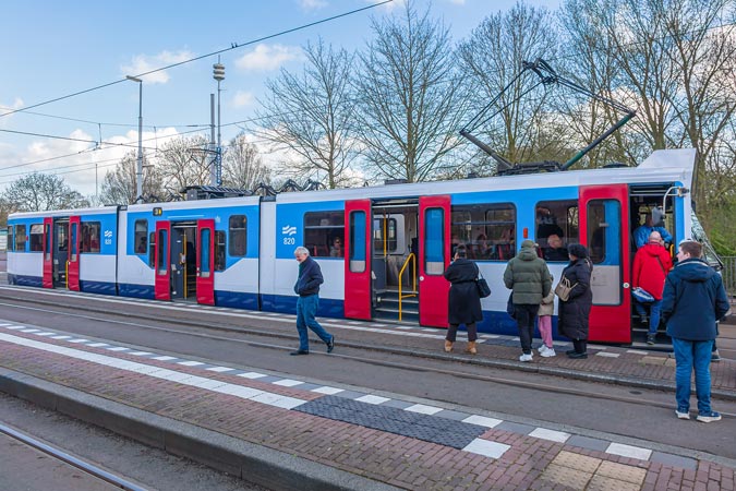 Amsterdam. Both modern and historical trams on route.