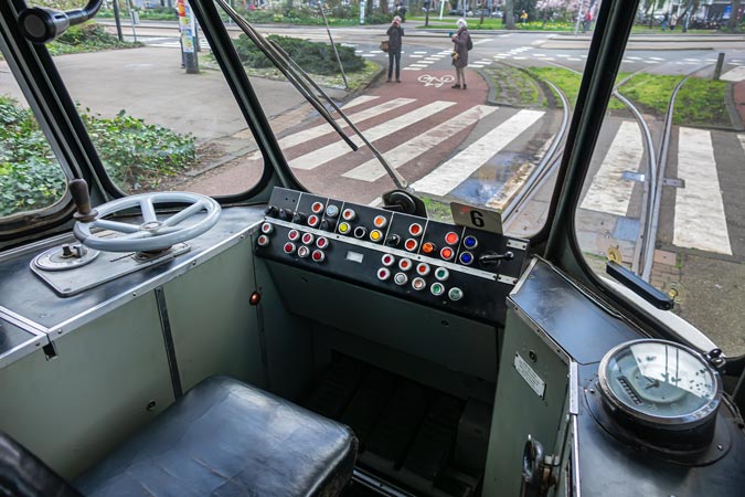 Amsterdam. Both modern and historical trams on route.