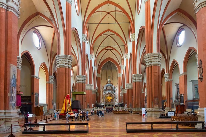 Bologna, Italy. Basilica of San Petronio.  Interior.