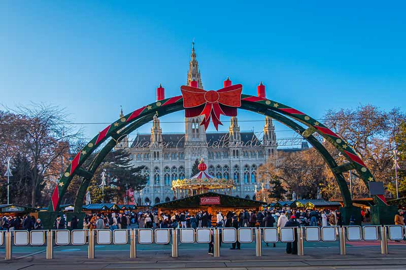 Vienna Austria. Christmas Market City Hall (Rathaus). 
